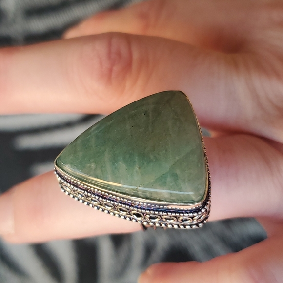 New Amazonite 925 Silver Triangle Ring. - Picture 7 of 16